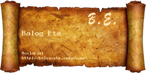 Balog Ete névjegykártya