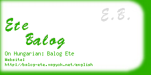 ete balog business card